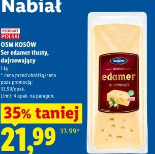 Osm Kosów Ser edamer tłusty, dojrzewający