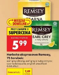 Herbata ekspresowa Remsey Earl Grey z nutą cytryny, 75 torebek