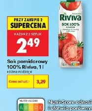 Sok pomidorowy 100% Riviva, 1 l różne rodzaje