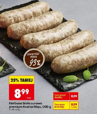 Kiełbasa biała surowa premium Kraina Mięs