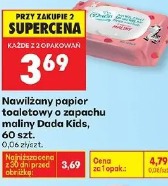 Nawilżany papier toaletowy o zapachu maliny Dada Kids, 60 szt.