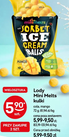 Lody Mini Melts kulki cola, mango