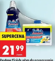 Zestaw Finish: płyn do czyszczenia zmywarki + nabłyszczacz
