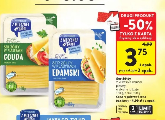Ser żółty w plastrach Edamski Z Mlecznej Drogi