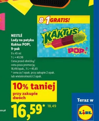 Nestlé Lody na patyku Kaktus POP!, 9-pak