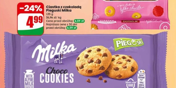 Ciastka z czekoladą Pieguski Milka