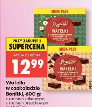 Wafelki w czekoladzie Bonitki z kremem kakaowym, orzechowym