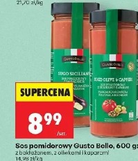 Sos pomidorowy Gusto Bello, 600 g z bazylią, z oliwkami i kaparami