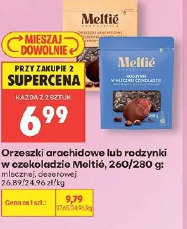 Orzeszki arachidowe lub rodzynki w czekoladzie Mellite