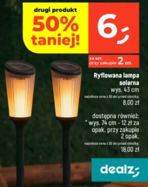 Ryflowana lampa solarna wys. 43 cm