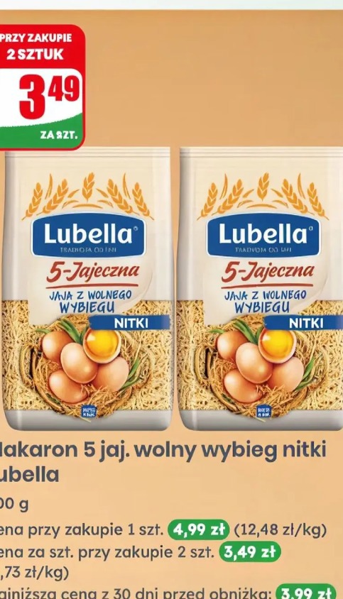 Makaron 5 jaj. wolny wybieg nitki Lubella