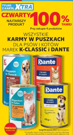 Wszystkie karmy w puszkach dla psów i kotów marek K-Classic i Dante