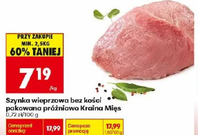 Szynka wieprzowa bez kości pakowana próżniowo Kraina Mięs