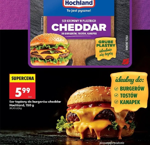Ser topiony do burgerów cheddar Hochland