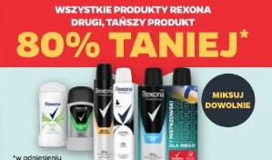 Wszystkie produkty Rexona drugi, tańszy produkt 80% taniej