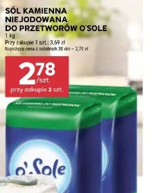 Sól kamienna niejodowana do przetworów O'Sole