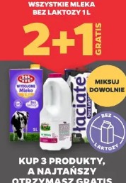 Wszystkie mleka bez laktozy 1l 2+1 gratis
