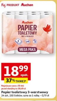 Papier toaletowy 3-warstwowy Auchan
