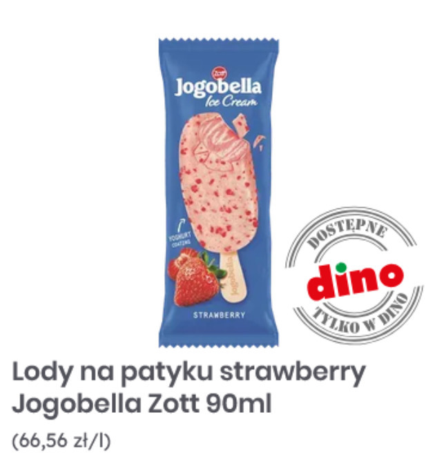 Lody na patyku strawberry Jogobella Zott
