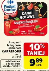 Spaghetti bolognese, carbonara CARREFOUR