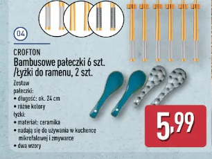 Crofton Bambusowe pałeczki 6 szt./Łyżki do ramenu, 2 szt.