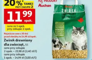 Żwirek drewniany dla zwierząt Auchan