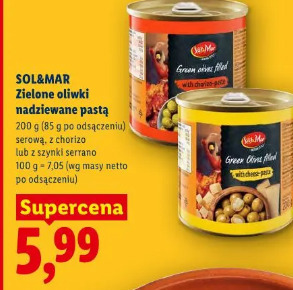 Sol&Mar Zielone oliwki nadziewane pastą