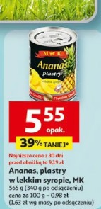 Ananas, plastry w lekkim syropie MK