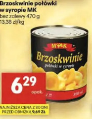 Brzoskwinie połówki w syropie MK