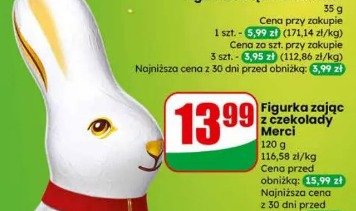 Figurka zając z czekolady Merci