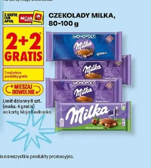Czekolady milka 80-100 g 2+2 gratis