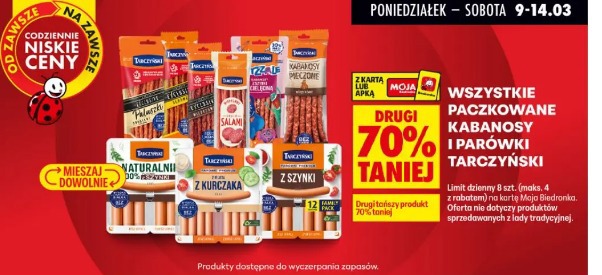 Wszystkie paczkowane kabanosy i parówki Tarczyński