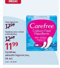 Carefree, wkładki higieniczne, 56 szt.