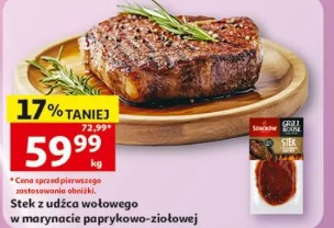 Stek z udźca wołowego w marynacie paprykowo-ziołowej