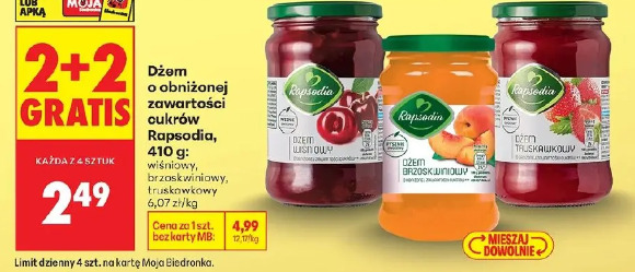 Dżem o obniżonej zawartości cukrów Rapsodia