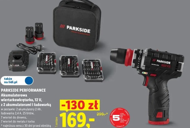 Parkside Performance Akumulatorowa wiertarkowkrętarka, 12 V, z 2 akumulatorami i ładowarką