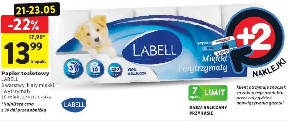 Papier toaletowy Labell 3 warstwy, biały miękki i wytrzymały