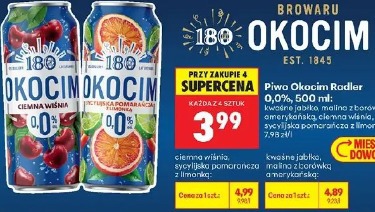 Piwo Okocim Radler 0,0%, 500 ml