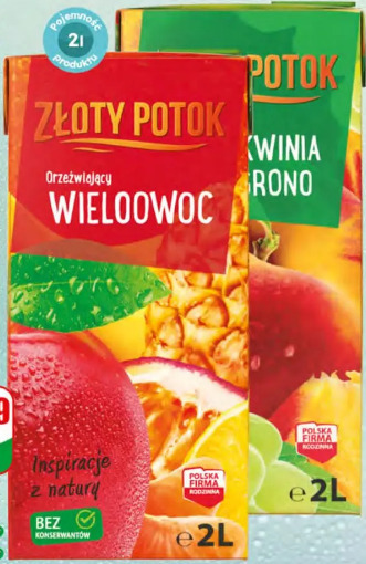 Napój niegazowany Złoty Potok orzeźwiający wieloowoc