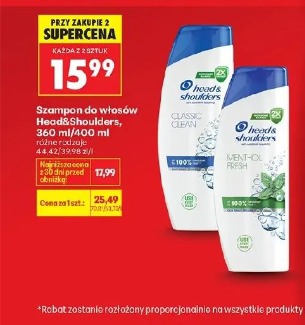 Szampon do włosów Head&Shoulders, 360 ml/400 ml różne rodzaje