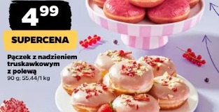 Pączek z nadzieniem truskawkowym z polewą