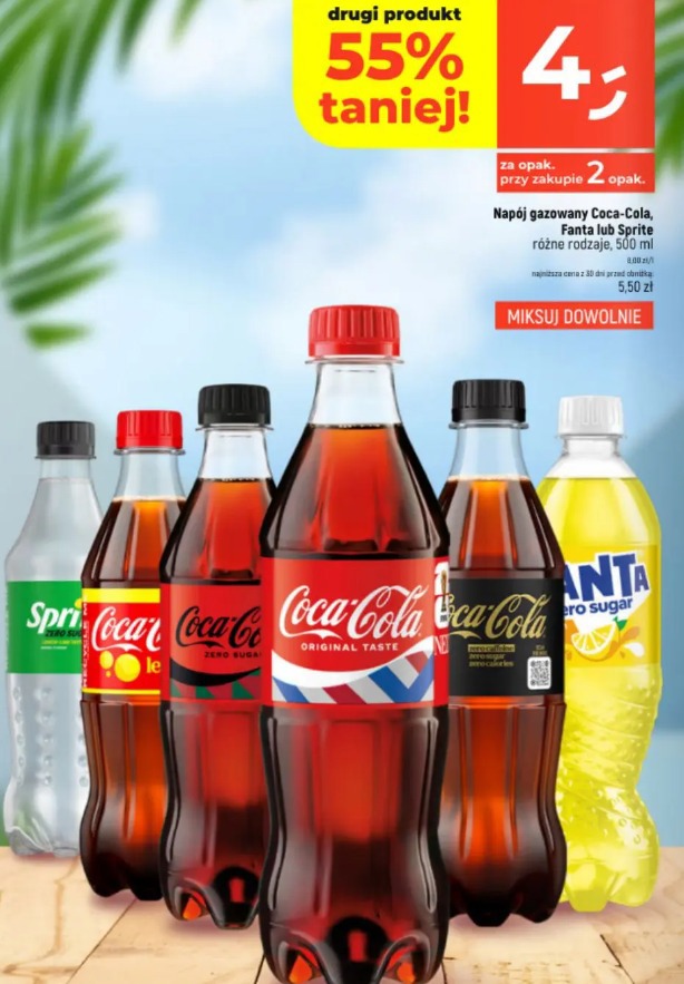 Napój gazowany Coca-Cola, Fanta lub Sprite