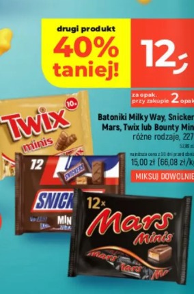 Batoniki Milky Way, Snickers, Mars, Twix lub Bounty Minis