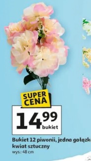 Bukiet 12 piwonii, jedna gałązka, kwiat sztuczny