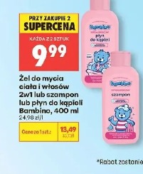Bambino żel do mycia ciała dzieci 2w1 lub szampon lub płyn do kąpieli 400 ml