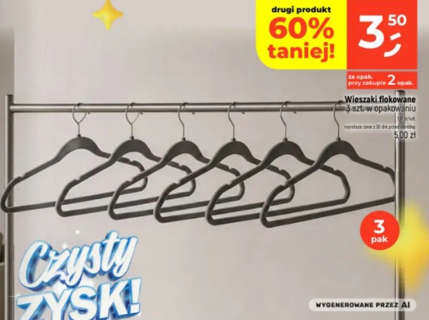 Wieszaki flokowane 3 szt. w opakowaniu