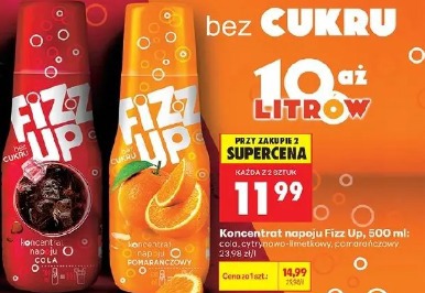 Koncentrat napoju Fizz Up, 500 ml: cytrynowo-limetkowy, cola, pomarańczowy