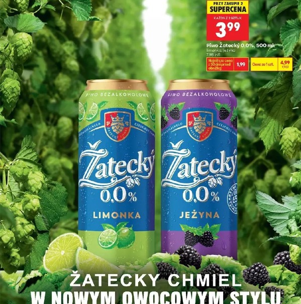 Piwo Żatecky 0,0% limonka, jeżyna