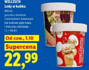 Willisch Lody w kubku gruszka z kremem czekoladowo-kakaowym lub kultowe jako biała i mleczna czekolada