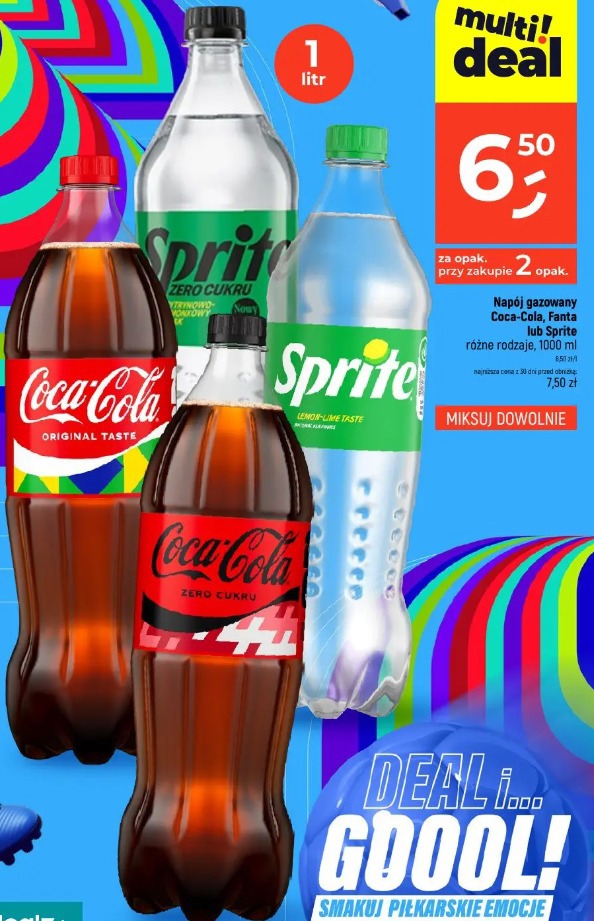 Napój gazowany Coca-Cola, Fanta lub Sprite różne rodzaje